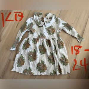 Kate Quinn White and Green Cactus Floral Kids Dress
